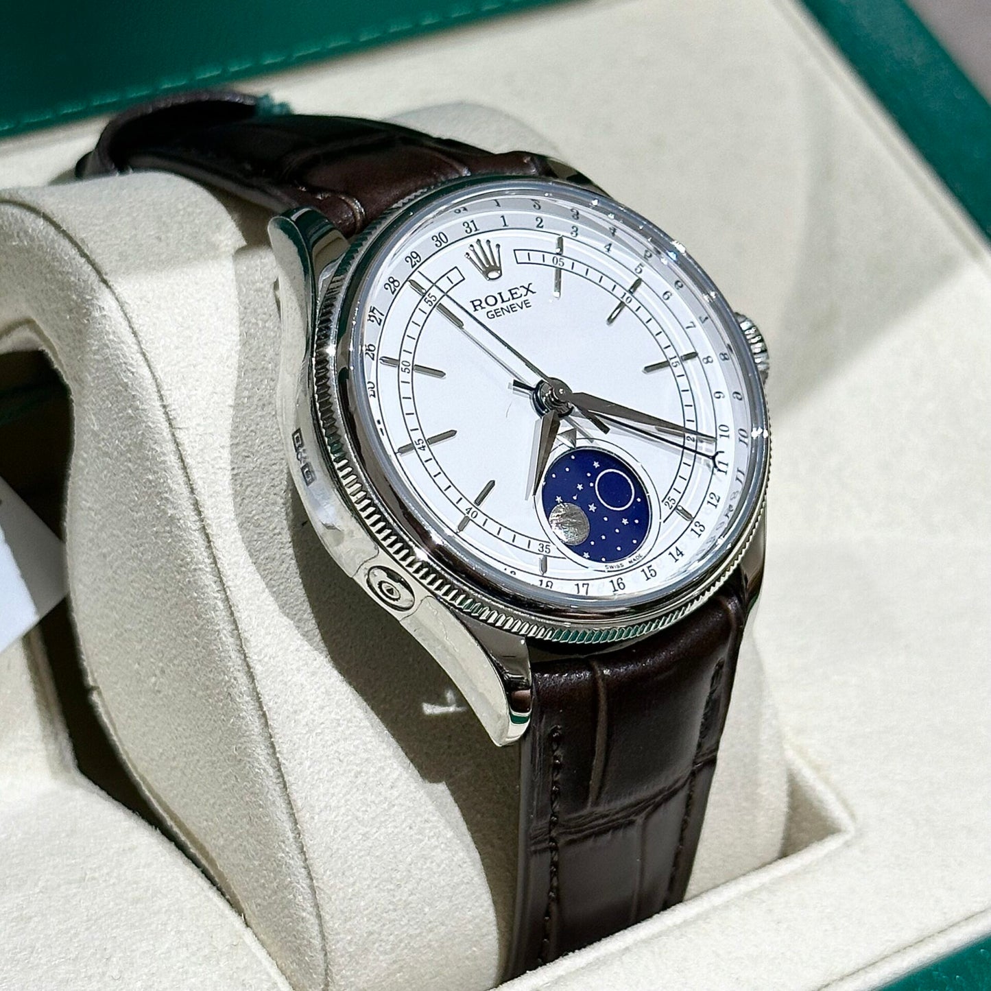 Rolex Replica 1:1 Watch Cellini Moonphase 50535 Brown Leather Strap 39mm