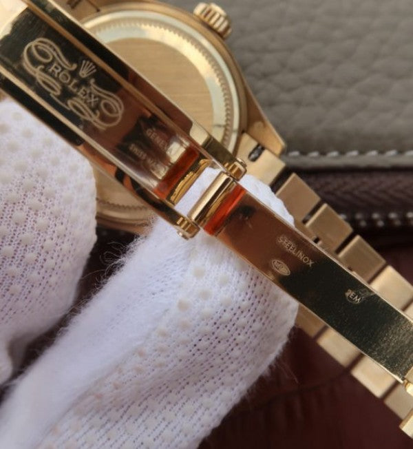 Replica Rolex DateJust 31mm Fluted Bezel RG Gold Dial Bracelet A2235
