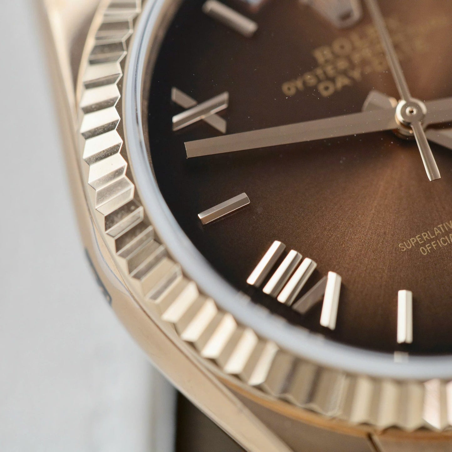 Rolex Day-Date 128235 Replica Watch Dial Chocolate Weight 158gram QF Factory 36mm