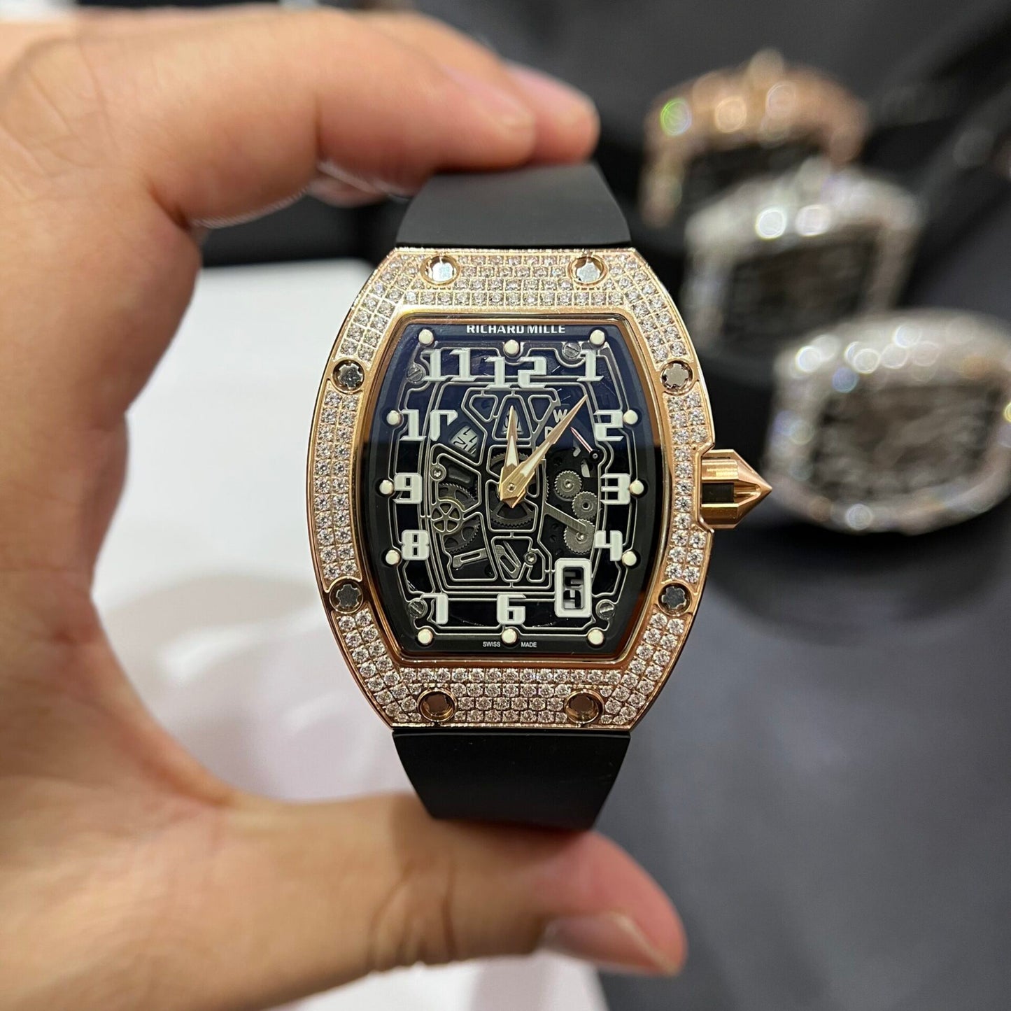 Richard Mille RM67-01 Replica Watch Rose Gold Rubber Strap 40mm