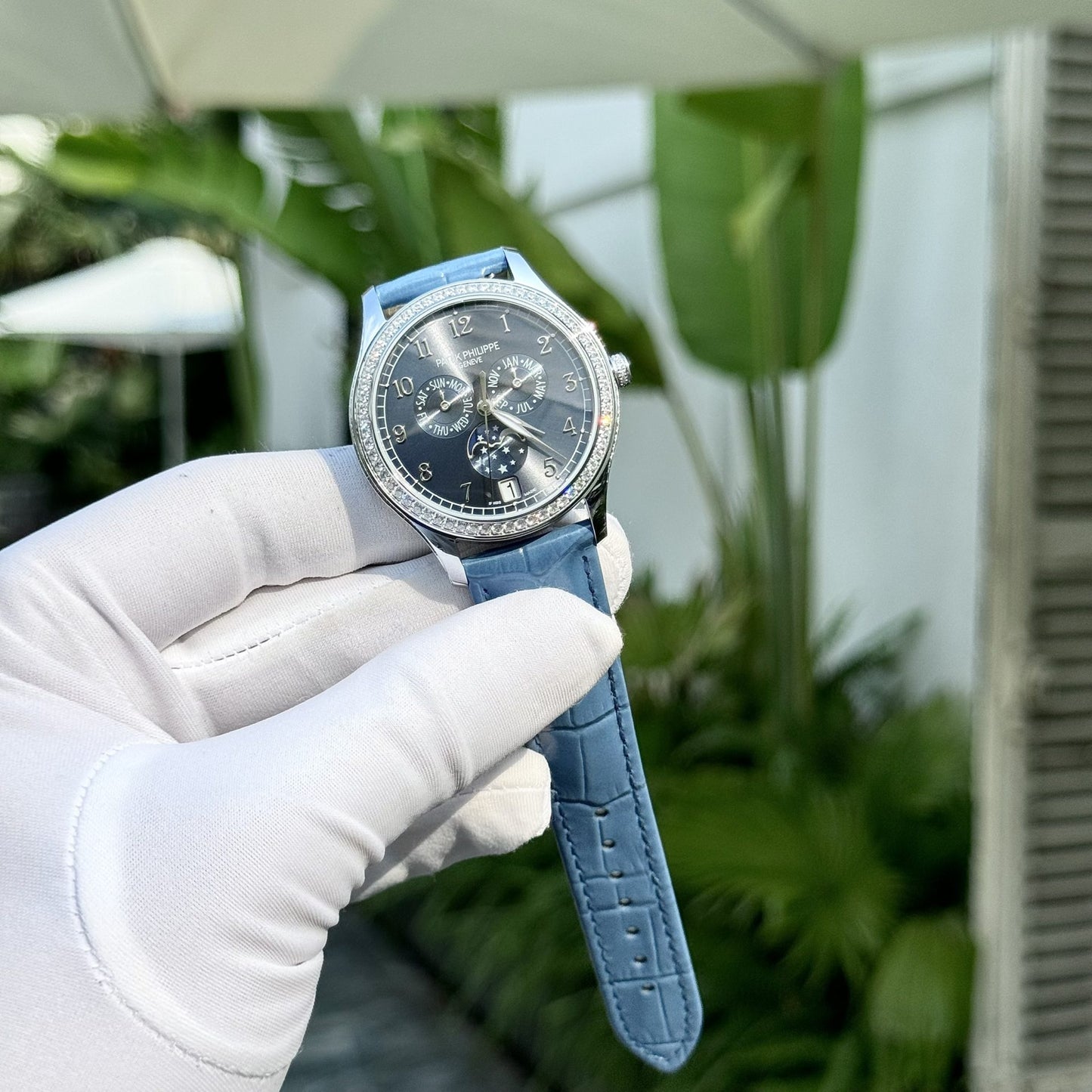 Patek Philippe Replica Watches Complications 4947G Blue Dial Leather Strap 38mm