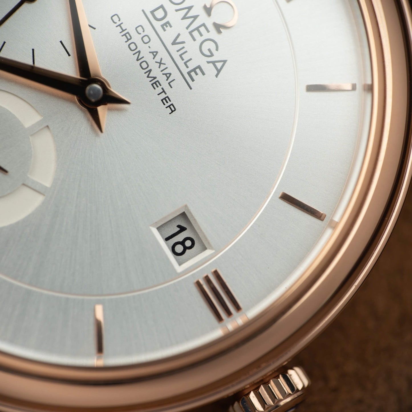 Omega De Ville Prestige Power Reserve Replica Watches Brown Leather Strap 39.5mm