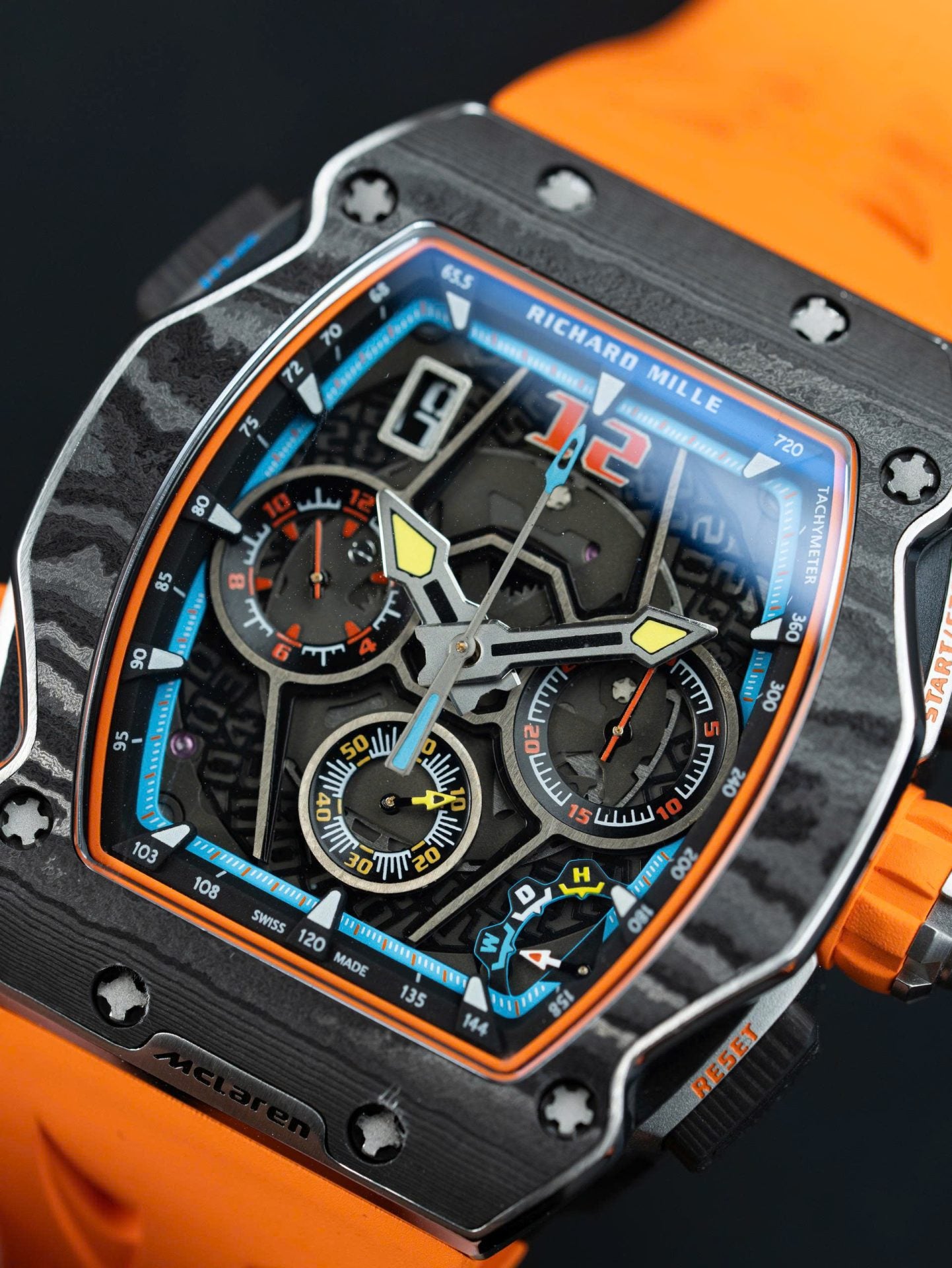 Richard Mille RM65-01 Replica Watches Orange Rubber Strap 44.5¡Á49.9mm