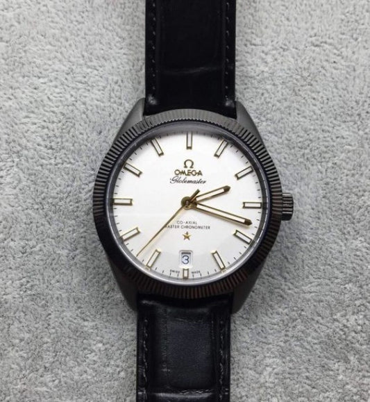 Replica Omega Globemaster Master DLC RG Pointer White Dial Leather Strap A8900