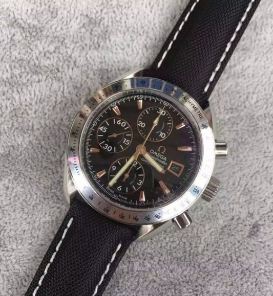 Replica Omega Speedmaster 3210 Black Dial Black Nylon Strap A7750