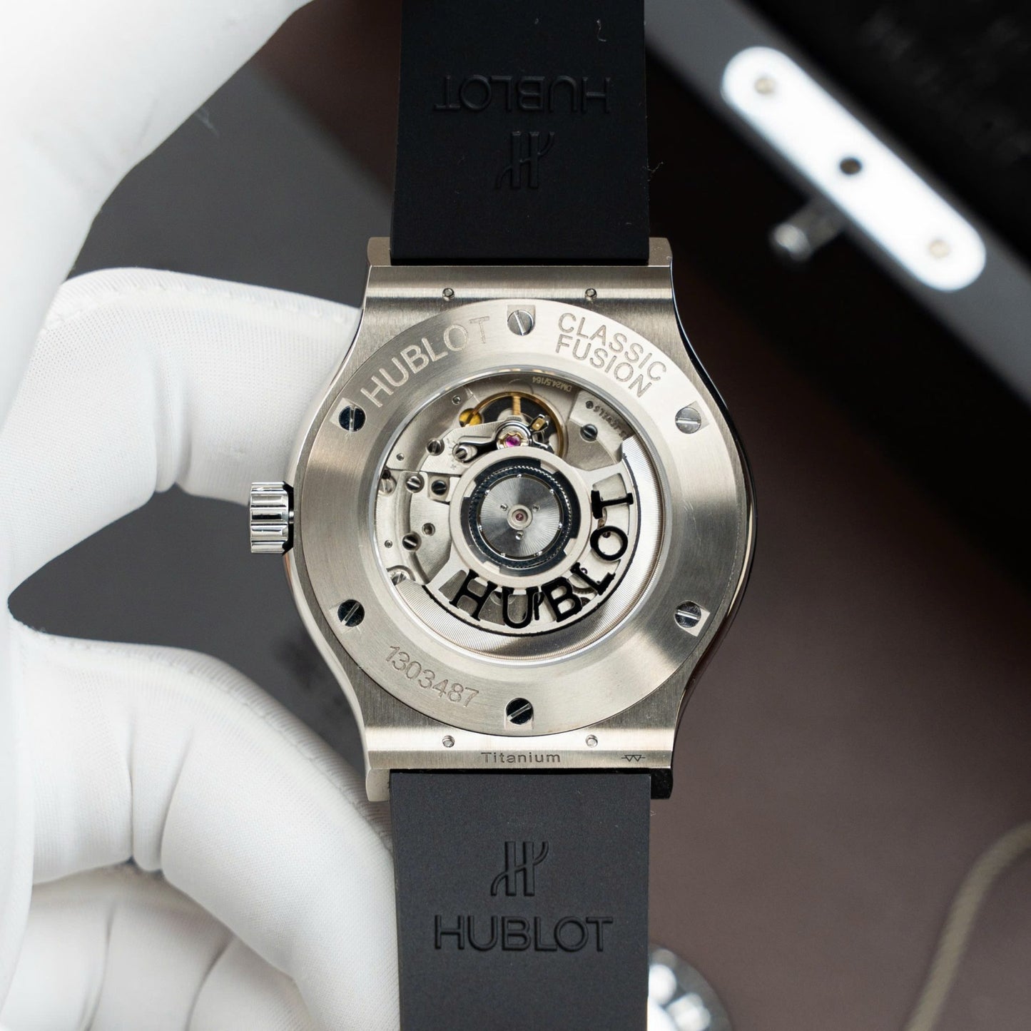 Hublot Classic Fusion Titanium Dial Black Replica Watch Movement SW300 Rubber Strap 42mm