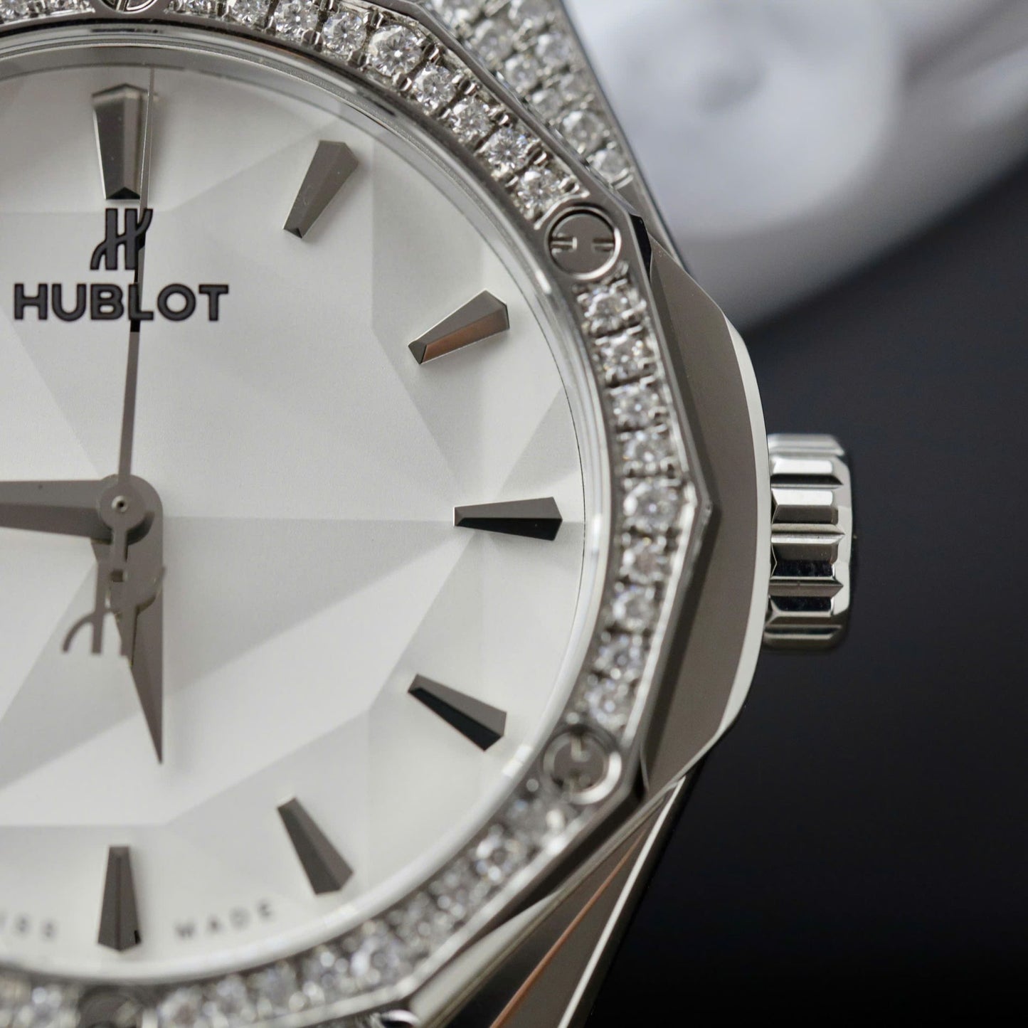 Hublot Orlinski White Dial Replica Watch Custom Moissanite Diamonds Hong Kong 40mm