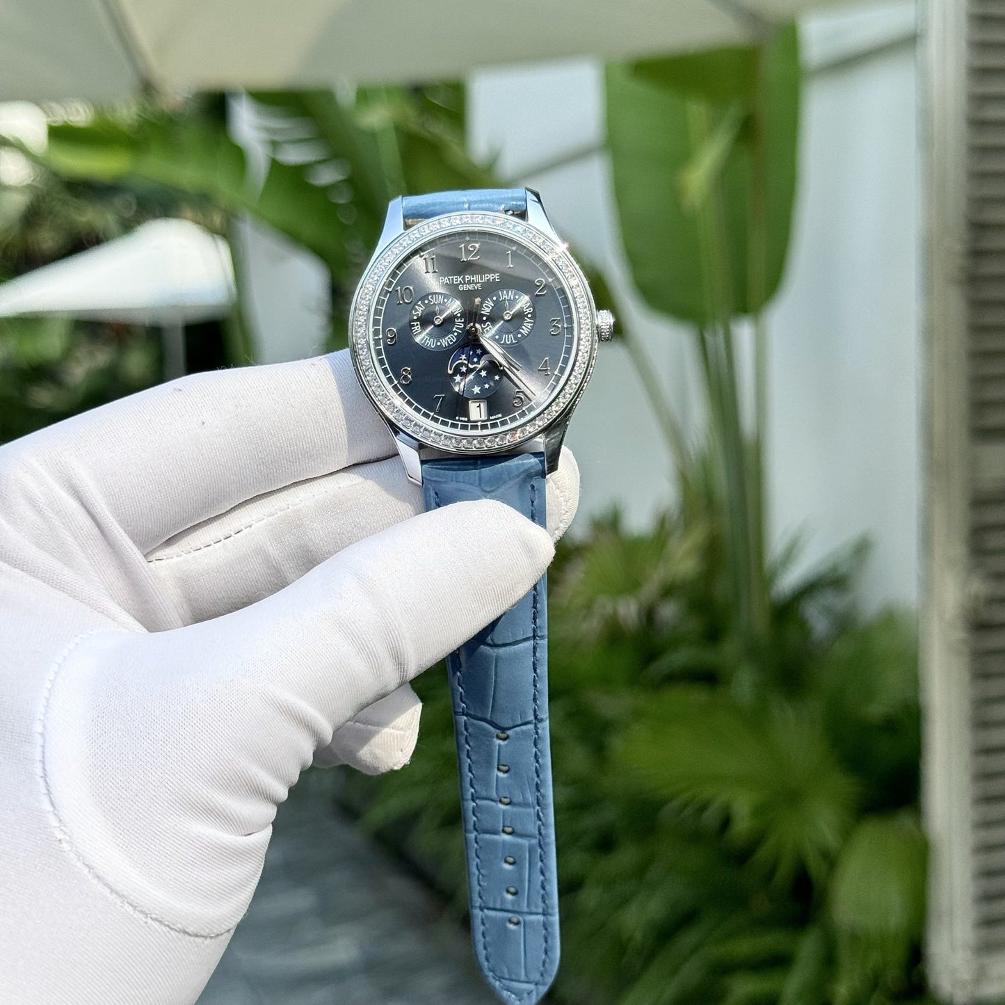 Patek Philippe Replica Watches Complications 4947G Blue Dial Leather Strap 38mm