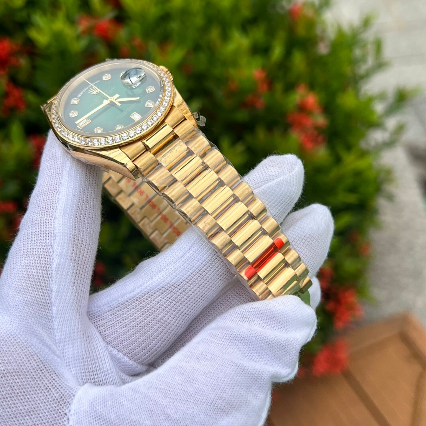 Rolex Day-Date 128348RBR Ombre Green Dial Replica Watch EW 36mm