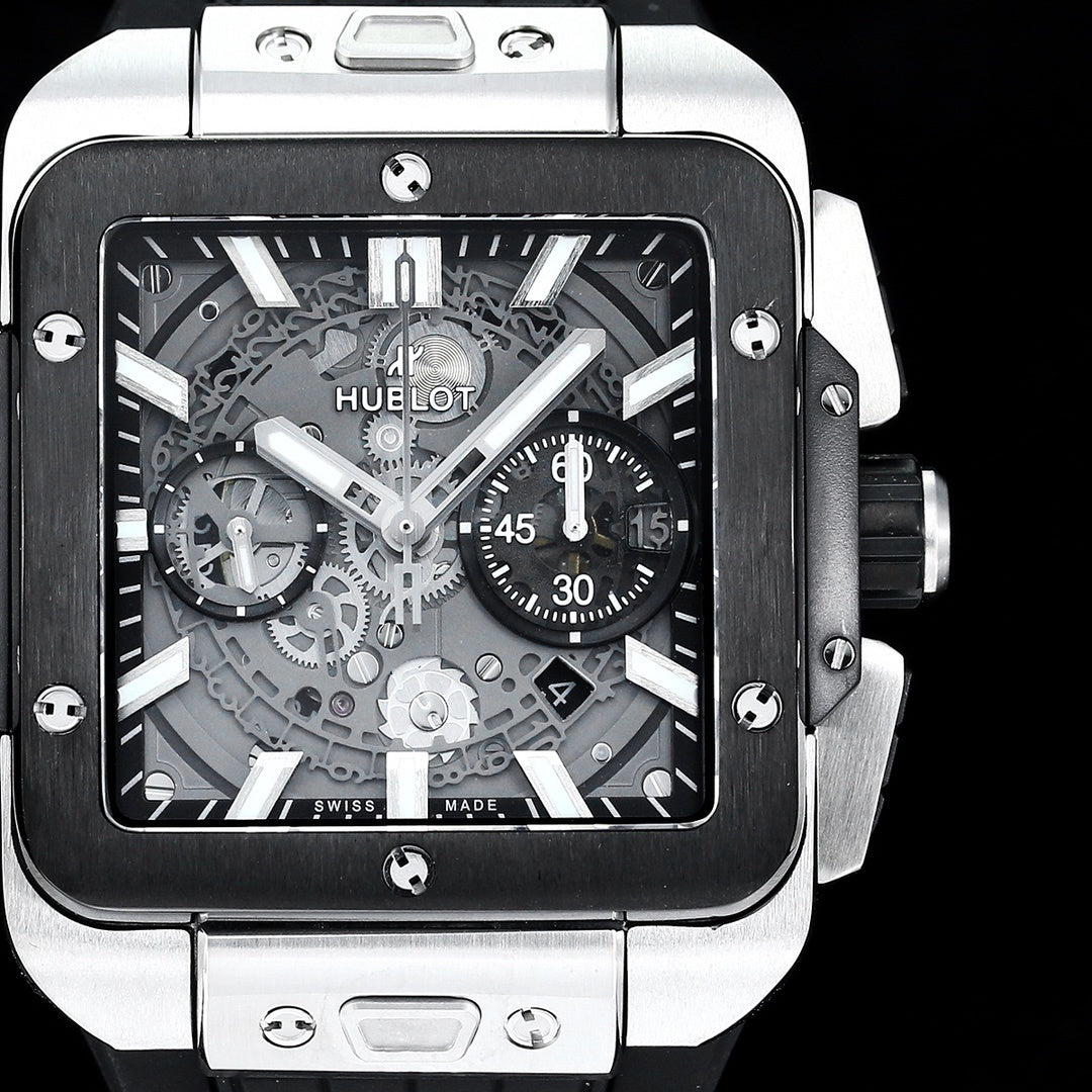 Hublot Big Bang, Square Bang Unico 42mm Textured Rubber Strap(1:1 replica)