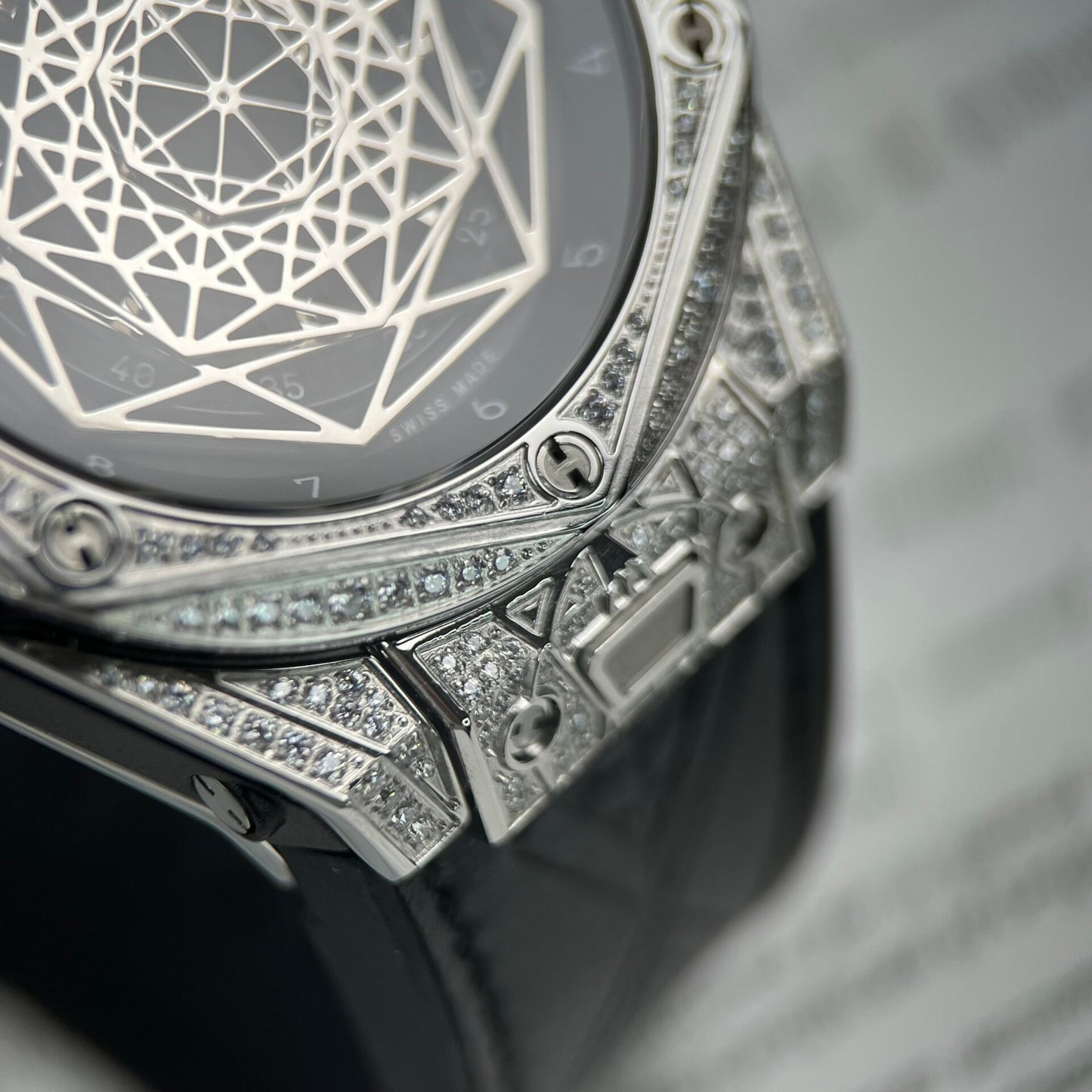 Hublot Big Bang Sang Bleu Replica Watch With Diamonds 45mm