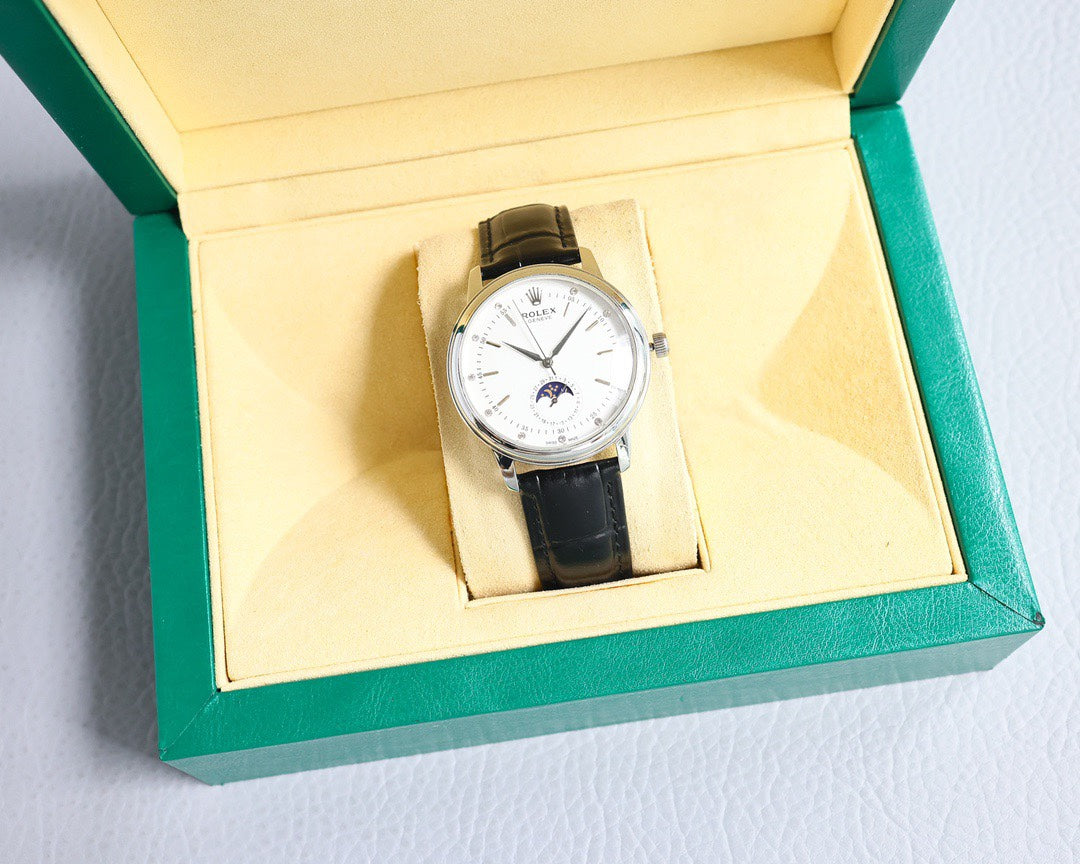 Rolex?? Cellini Moonphase-40mm-Leather-White(1:1 replica)