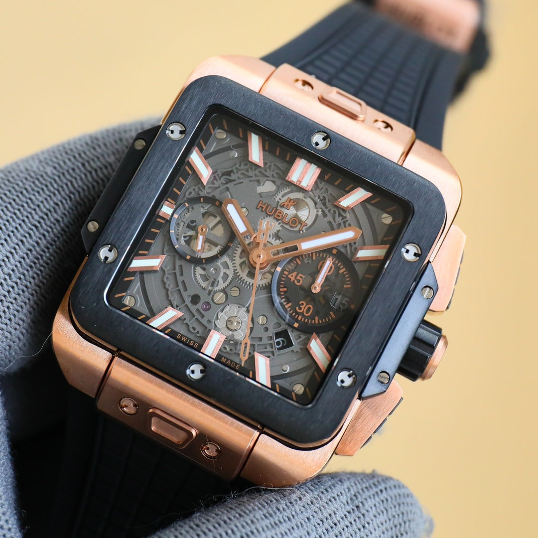 HUBLOT SQUARE BANG UNICO 45mm Rubber Strap(1:1 replica)