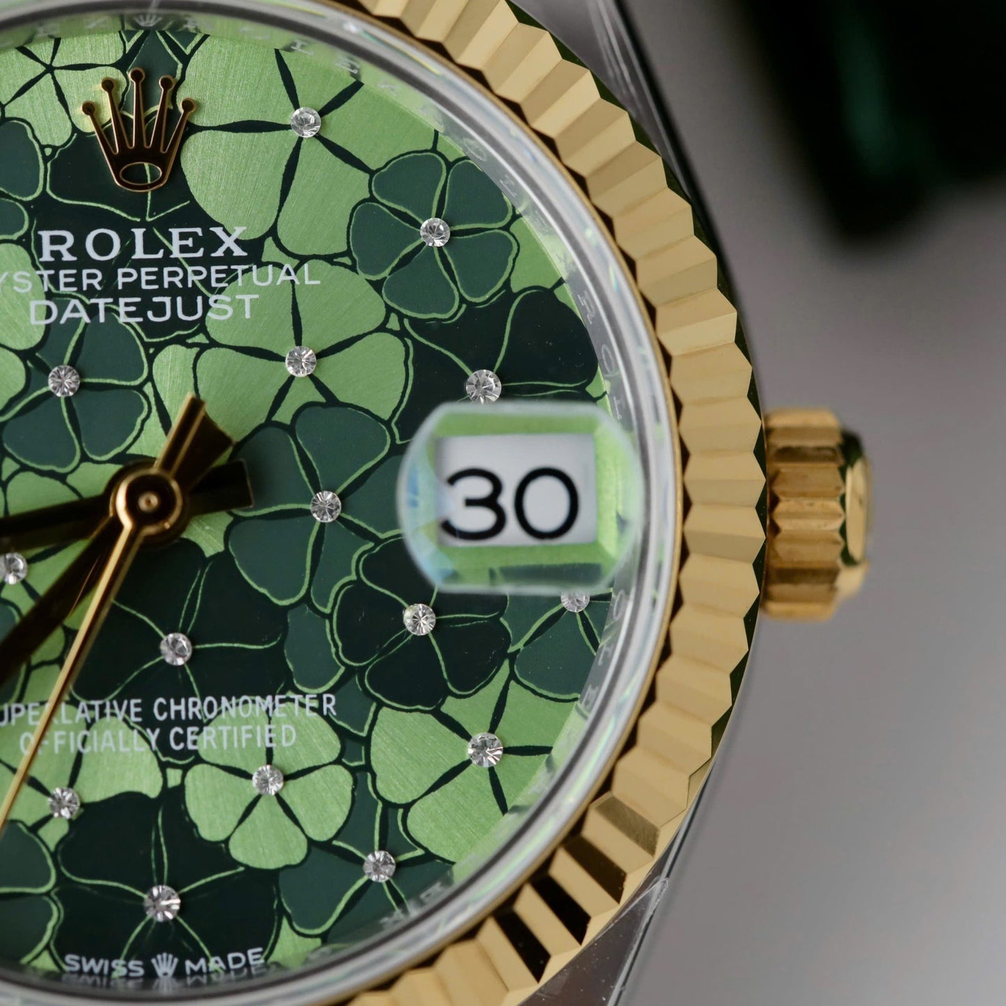 Rolex DateJust Replica Watch Women Green Flower Dial THB Factory 31mm
