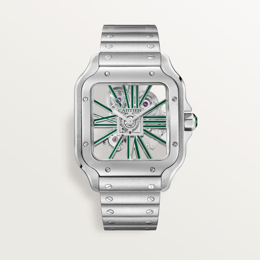 fake cartier watch Santos skeleton large model Manufacture mechanical movement with manual winding caliber(1:1 replica)