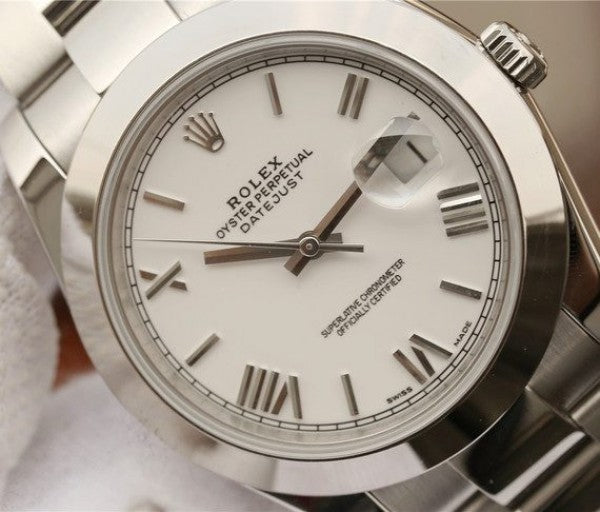 Replica Rolex DateJust 41mm 126300 Noob White Dial Roman Markers SS Bracelet A3235