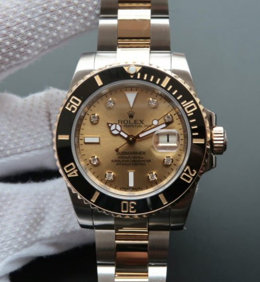 Replica Rolex Submariner 116613 LN Noob YG Wrapped Bezel YG Dial SS/YG Bracelet A3135