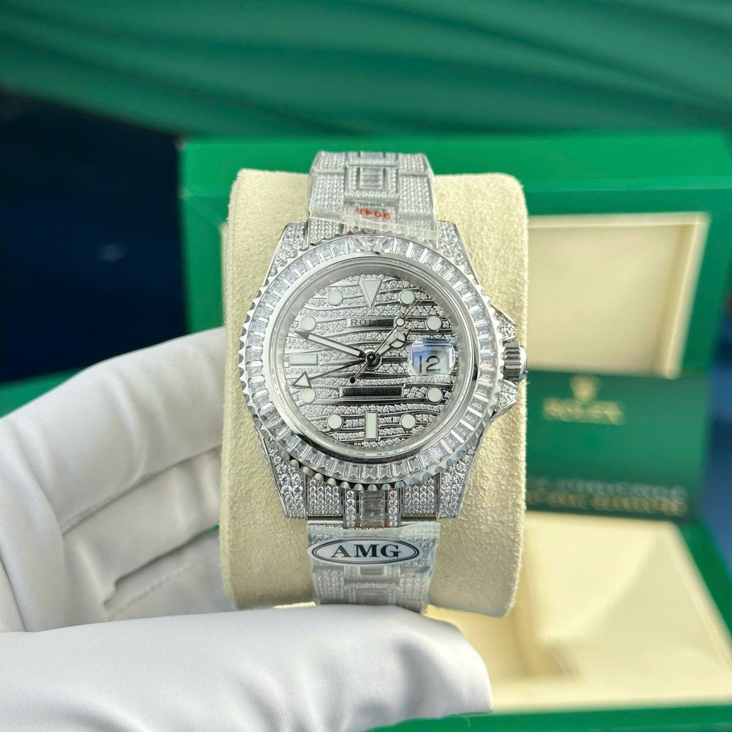 Rolex GMT Master II Iced Out Replica Watch Swiss Movement AMG Factory 40mm