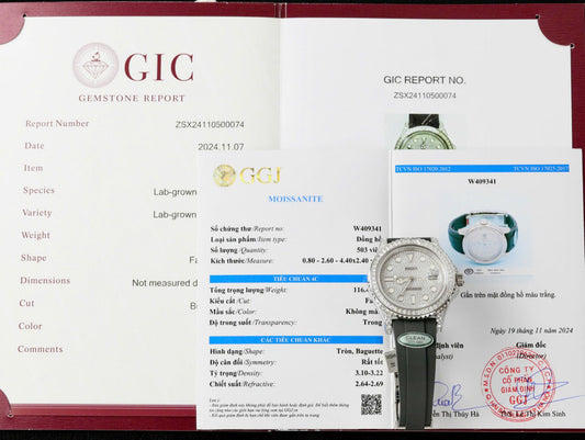 Rolex Yacht-Master Replica Watch Full Diamond Moissanite Rubber Strap 42mm