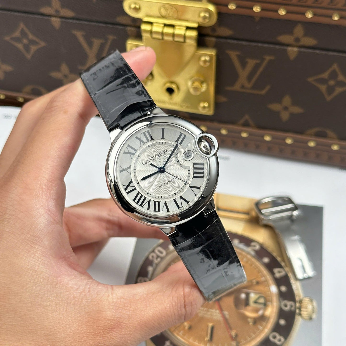 Cartier Ballon Bleu Replica 11 Watch White Dial Leather Strap AF Factory 40mm
