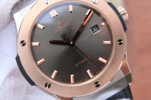 Replica Hublot Classic Fusion 42mm RG JJF Gray Dial Gray Gummy Strap A2892