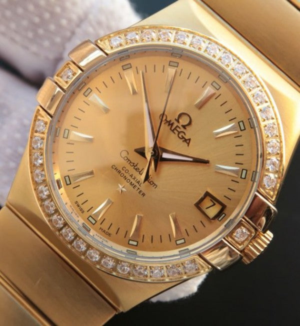 Replica Omega V6 Constellation YG Dial Diamonds Bezel YG Bracelet A2500