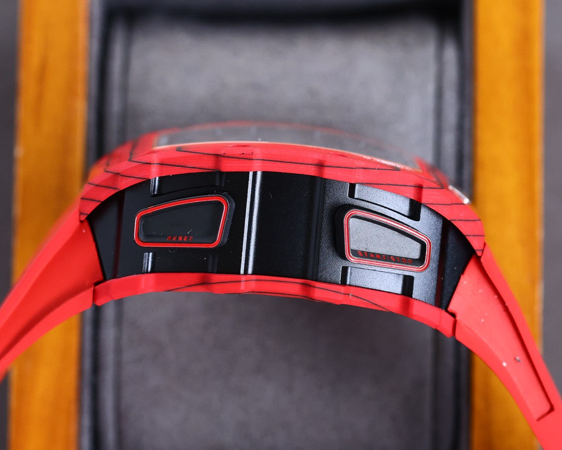 Best Richard Mille RM 50-03 Mclaren Replica Red Strap Watch For Men ¨C Red Carbon Skeleton Dial with Swiss Movement