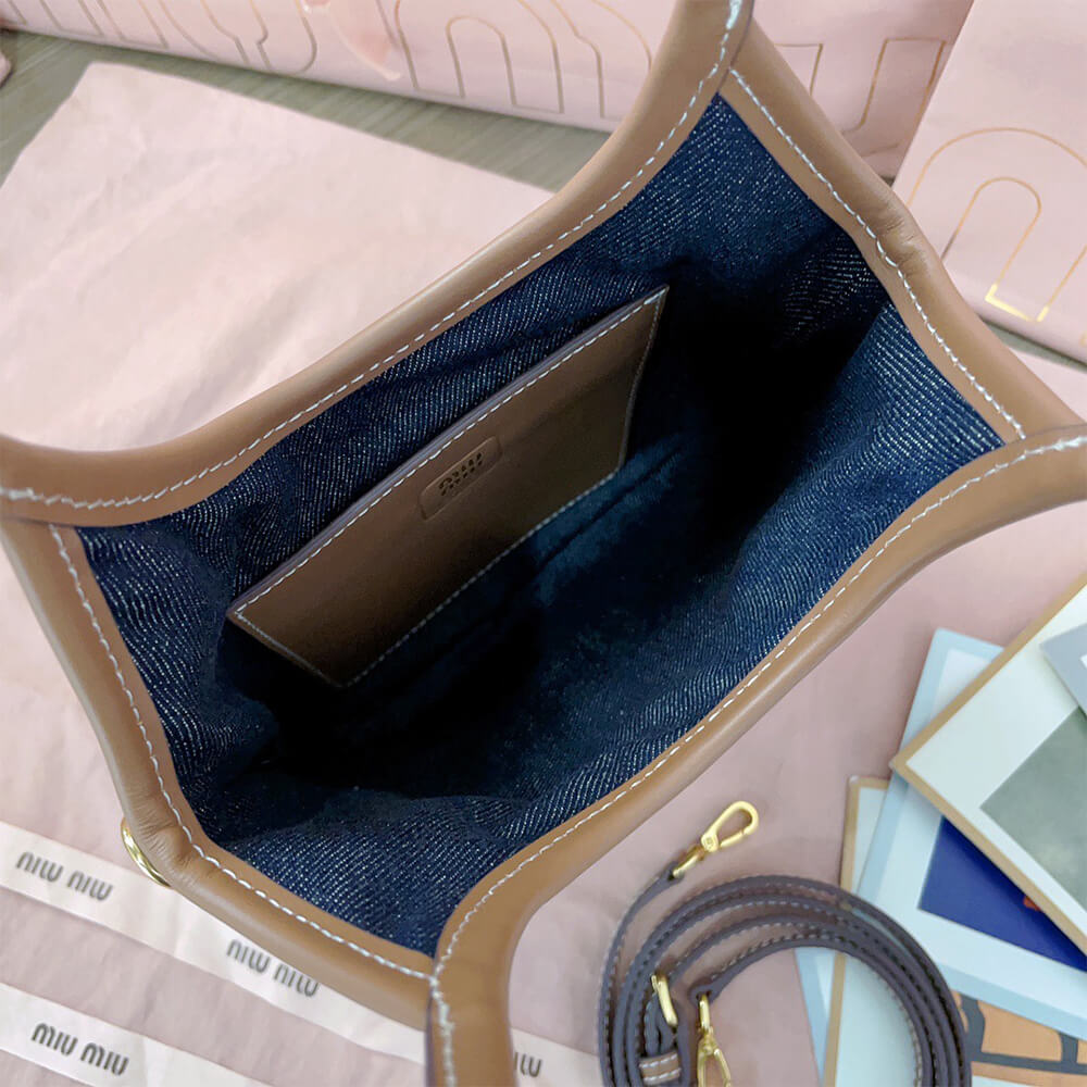MIUMIU MINI IVY canvas and leather bag(HIGH-END GRADE)