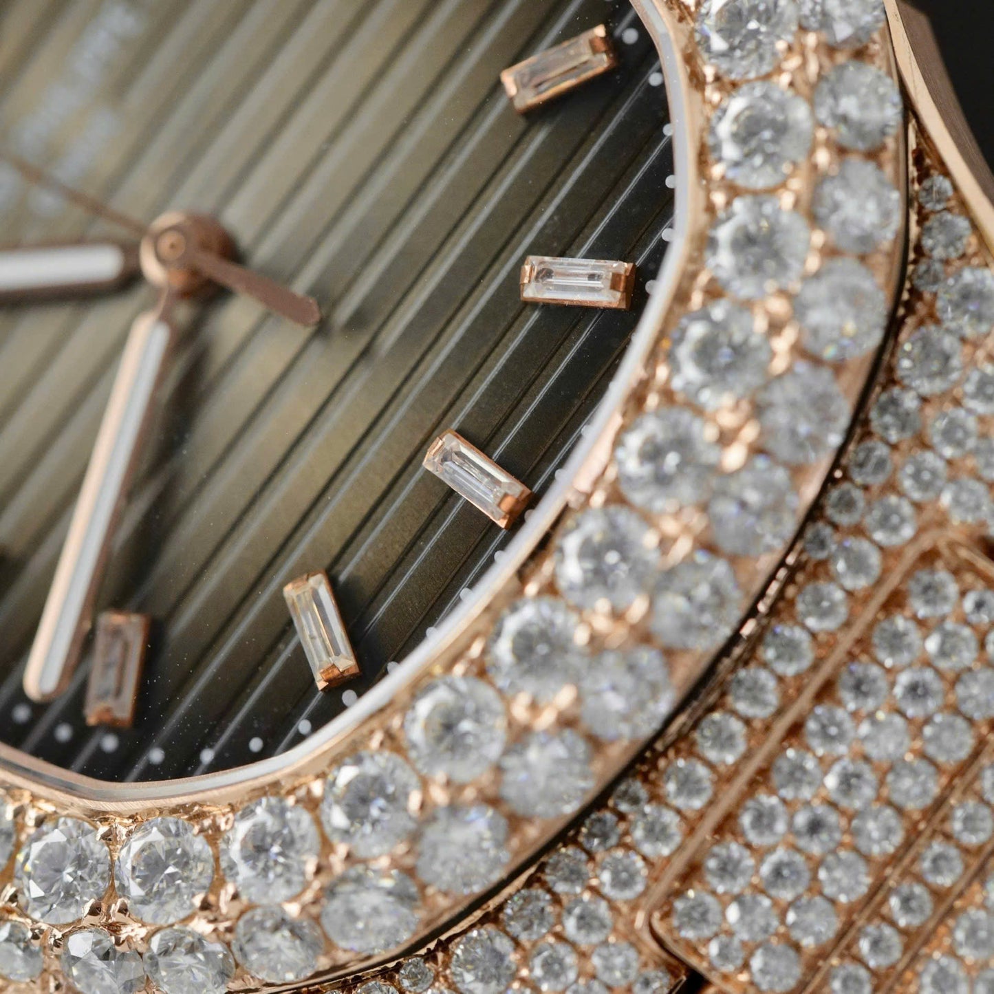 Patek Philippe Nautilus 5711 Replica Watch Gold Wrapped + Moissanite Diamonds Hong Kong Custom 40mm