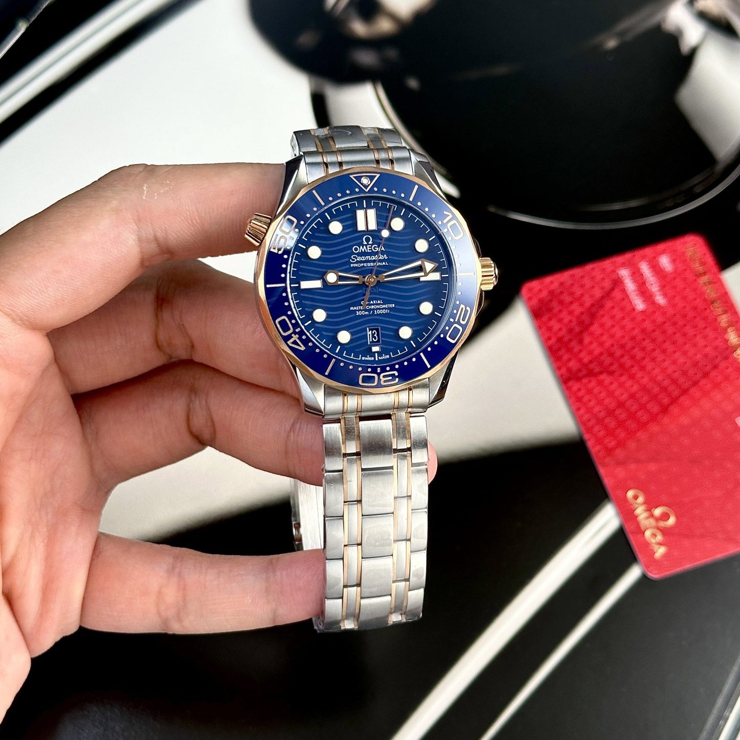 Omega Replica Watch Seamaster Demi Rose Gold Dial Blue VS Factory 42mm