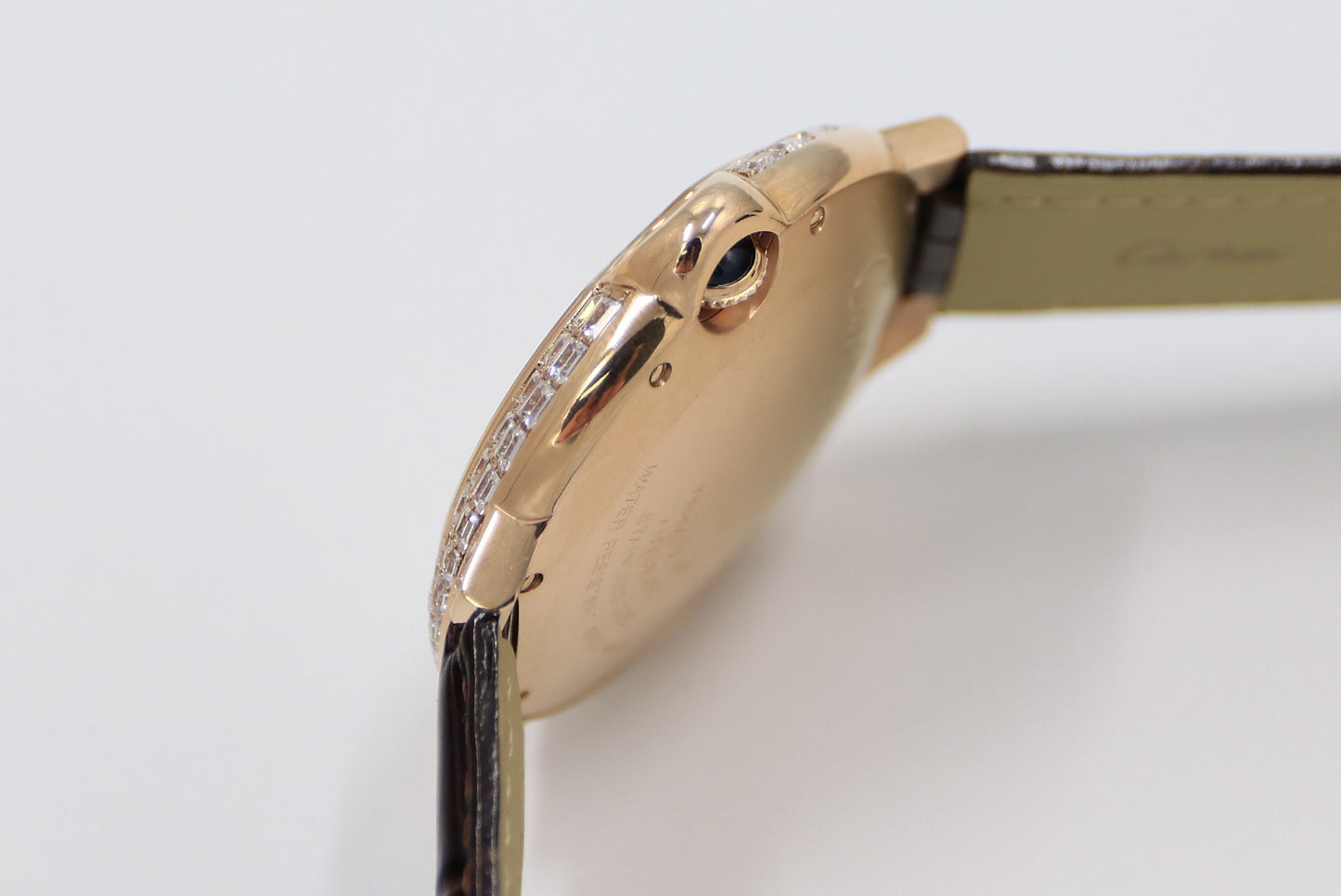 Cartier Blue Balloon Square Diamonds Full Sky Watch-Rose Gold-Leather-42mm(1:1 replica)