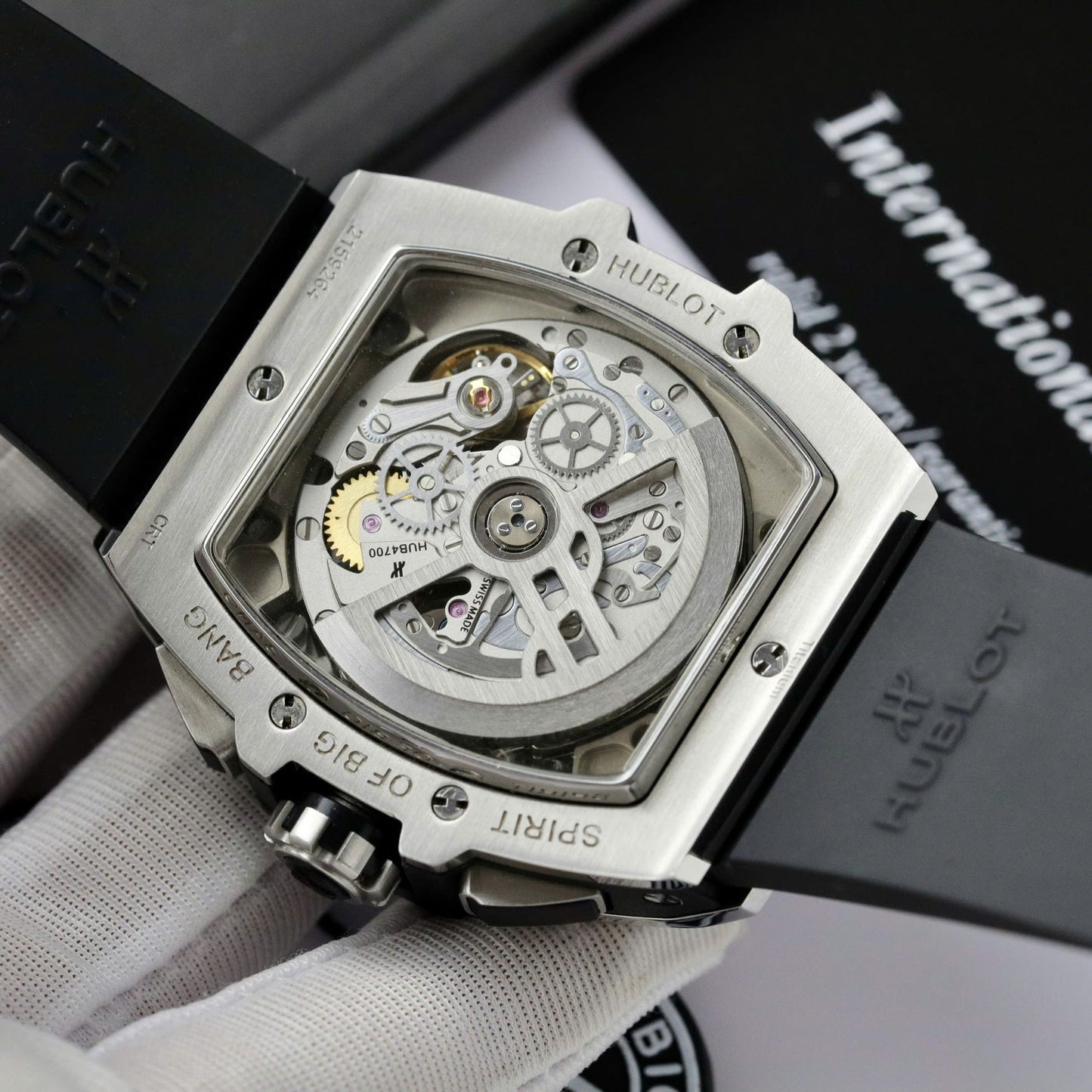 Hublot Spirit Of Big Bang Titanium Dial Blue Custom Moissanite Diamonds Hong Kong 42mm