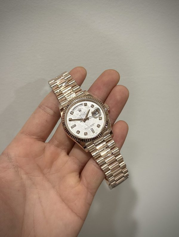 Rolex Day-Date 128235 Replica Watch Gold Wrapped Meteorite Dial 36mm