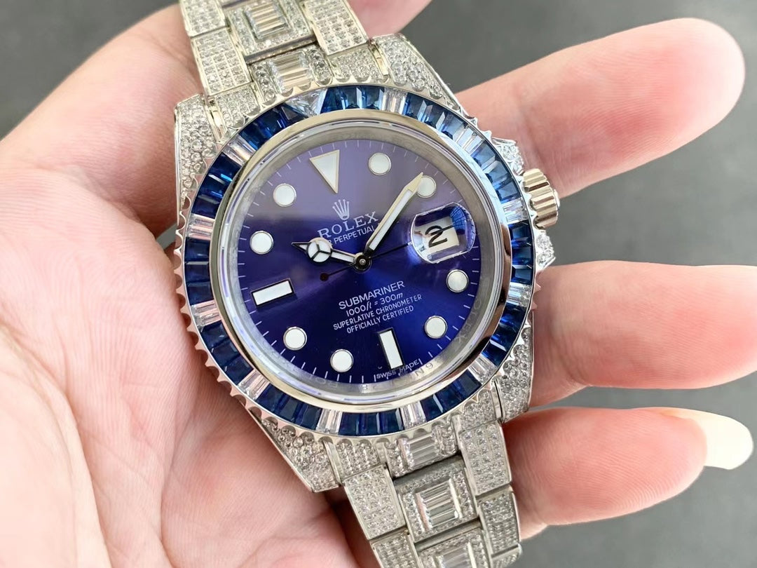 Rolex Submariner Diamond Pav¨¦ Special-Blue Diamonds-full diamonds-40MM(1:1 replica)