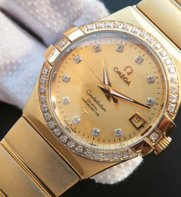 Replica Omega V6 Constellation YG Dial Diamonds Bezel   Markers YG Bracelet A2500