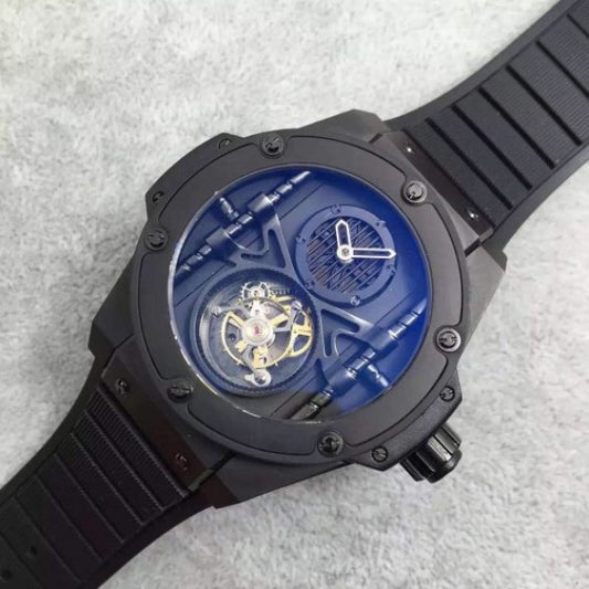 Replica Hublot Big Bang 44mm Vendome Real Tourbillon Ceramic Case Black Gummy