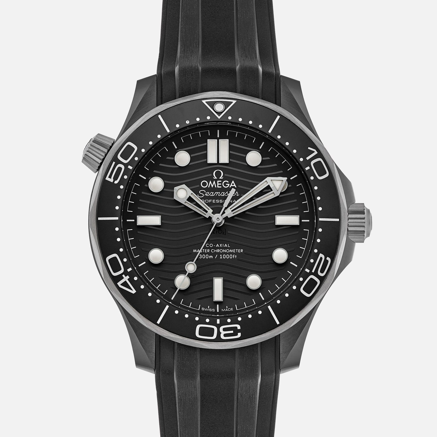 Seamaster Diver 300M Co-Axial Master Chronometer 43.5mm Black Ceramic On Rubber Strap(1:1 replica)