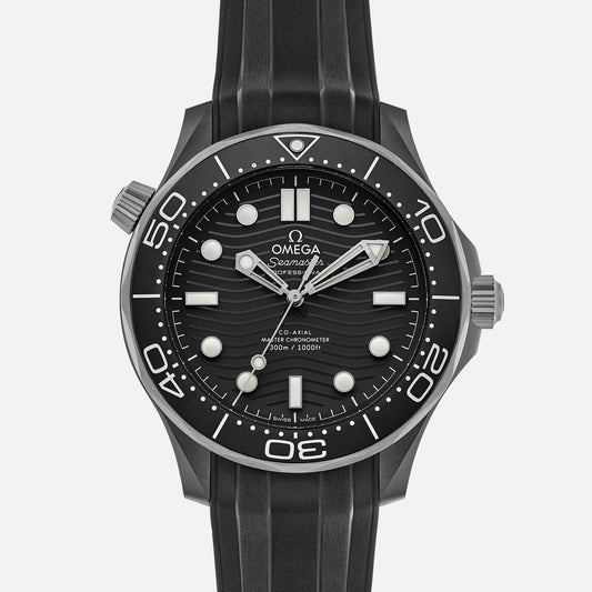 Seamaster Diver 300M Co-Axial Master Chronometer 43.5mm Black Ceramic On Rubber Strap(1:1 replica)