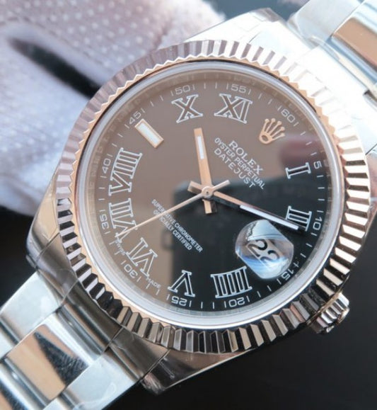Replica Rolex DateJust 41 116334 SS Black Dial Roman Markers SS Bracelet A3136