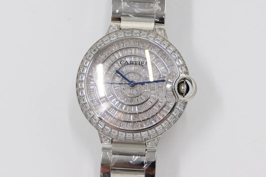 Cartier Blue Balloon Square Diamonds Full Sky Watch-White-Steel Strap-42mm(1:1 replica)