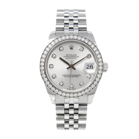 Rolex Datejust 178384-0017 White Gold Black   Diamond Dial Replica
