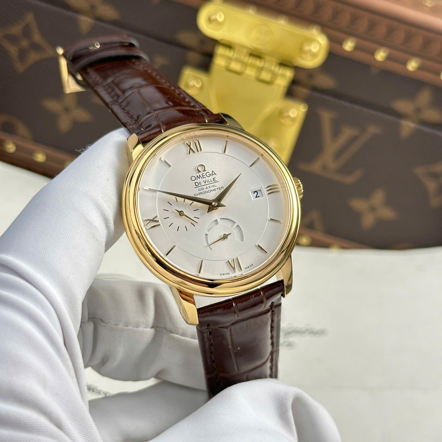 Omega De Ville Prestige Power Reserve Replica 11 Watch Leather Strap 39.5mm