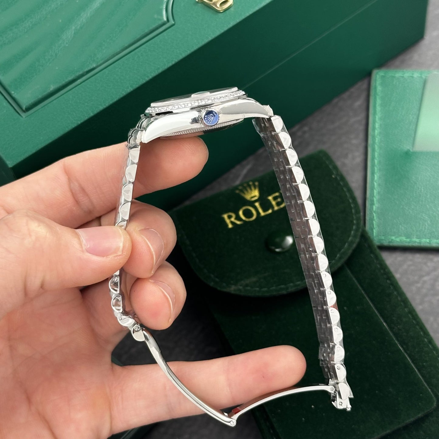 Rolex Fake Watch DateJust Roman Numeral Pile Blue Dial EW Factory 31mm