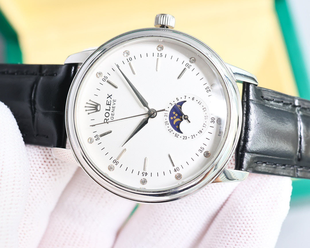 Rolex?? Cellini Moonphase-40mm-Leather-White(1:1 replica)