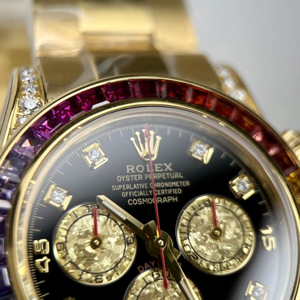 Rolex Best Replica Watch Daytona Rainbow Gold Wrapped And Moissanite Diamond Custom 40mm