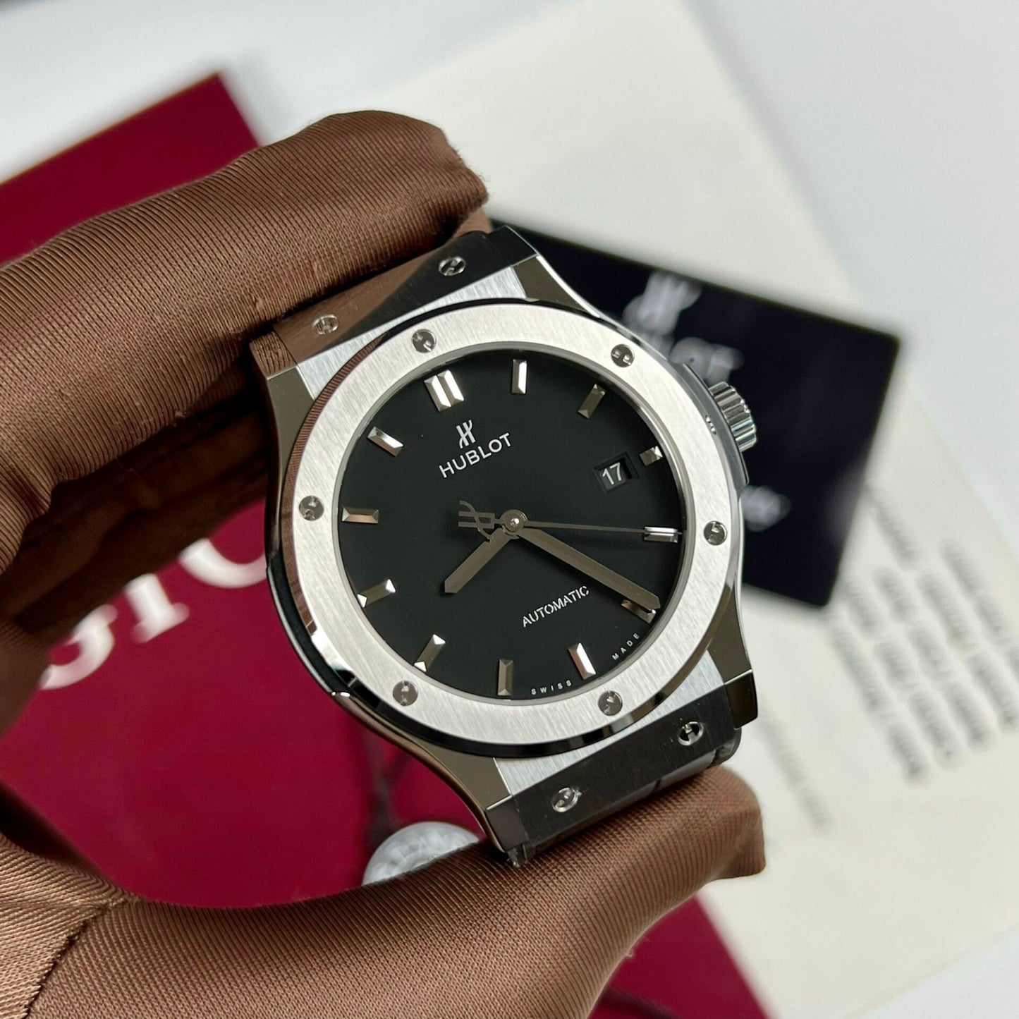 Hublot Replica Watch Classic Fusion Titanium Black Dial JJF Factory 42mm