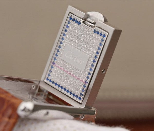 Replica Cartier Tank Reversible White Dial Leather Strap