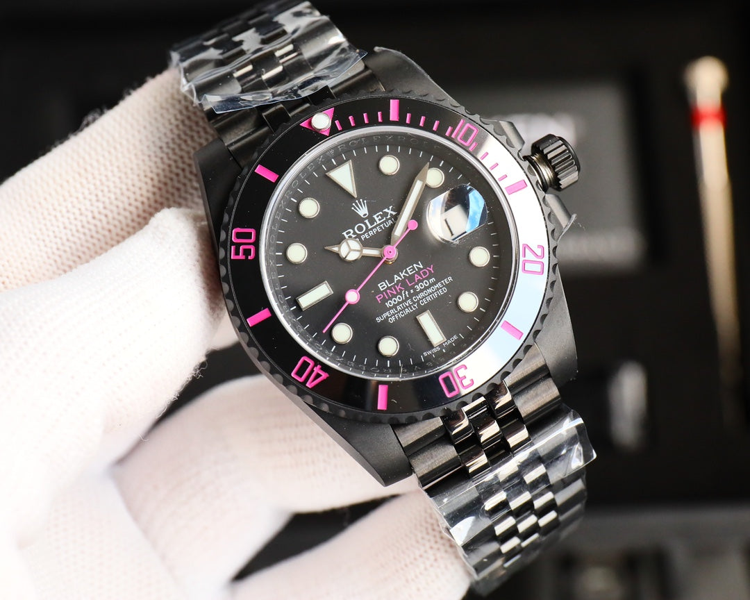 Rolex Dark Legend Submariner - DLC Black Finish - 40MM - Rose Red(1:1 replica)
