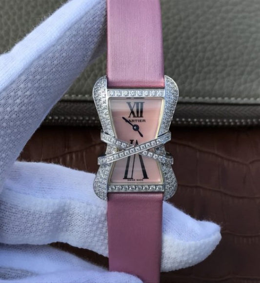 Replica Cartier High Jewelry Watches WJ306014 Pink Dial Pink Fabric Strap