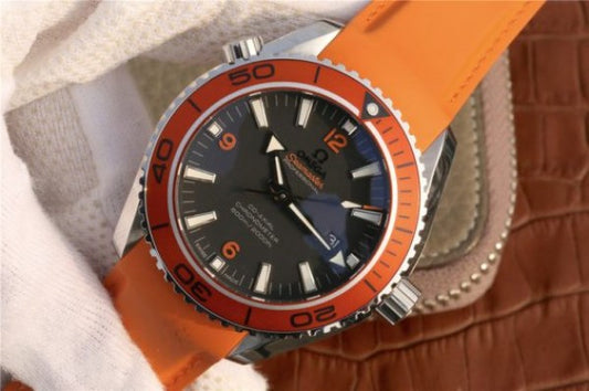 Replica Omega Planet Ocean Professional Orange Bezel 45mm OMF Rubber Strap A8500